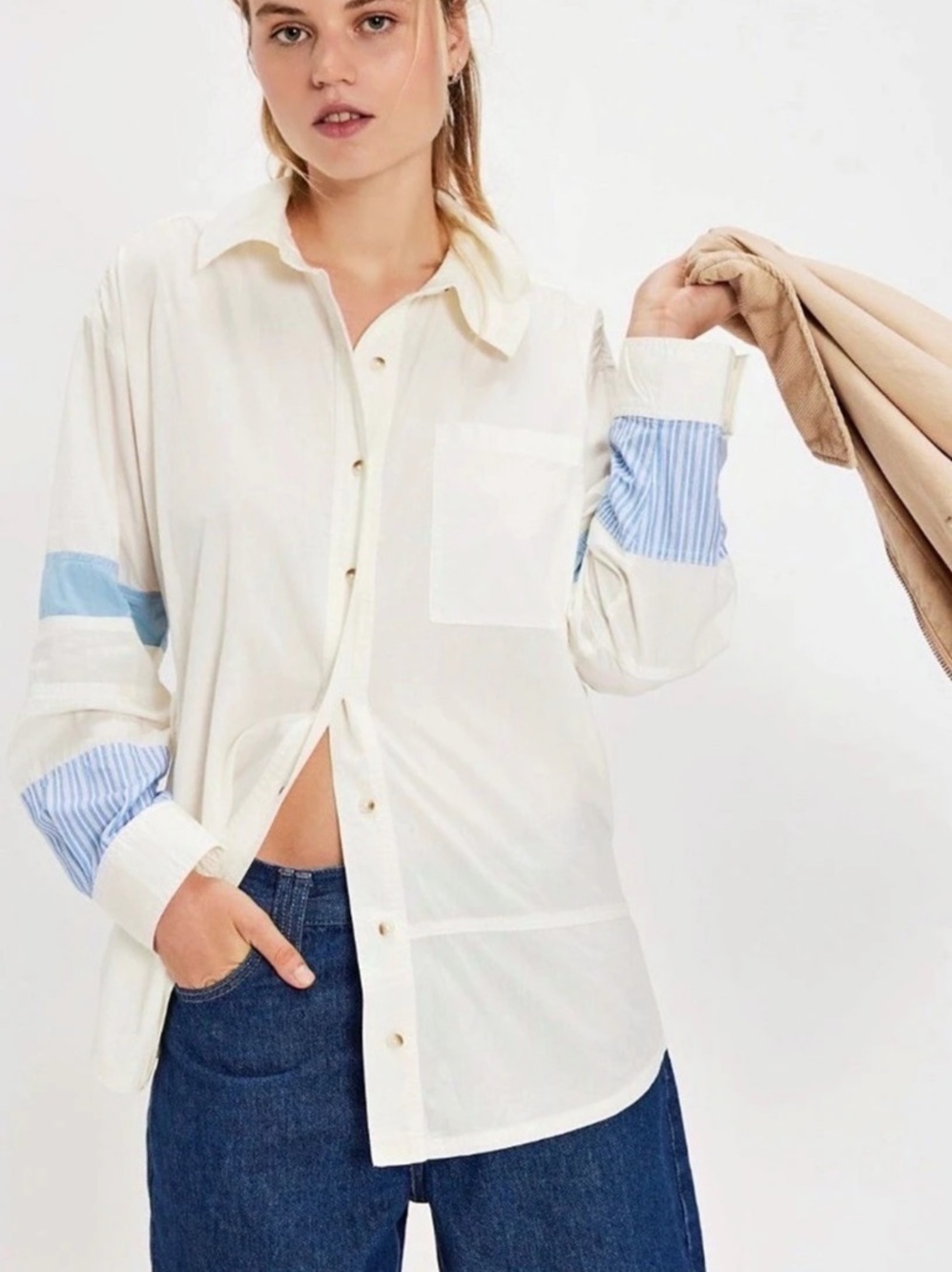 Bnwot …Free People Woven Cuff Shirt